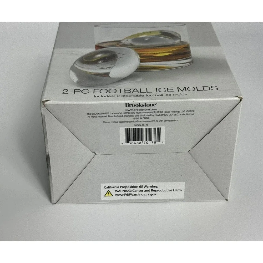 Brookstone 2 Piece Football Ice Molds 2 Stackable Football Ice Molds New‎